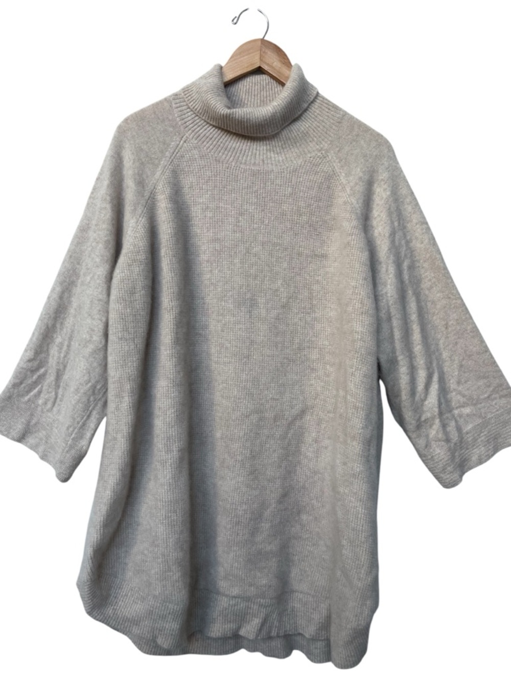 Soft by Naadam | Cashmere Waffle Knit Turtleneck Tunic Sweater 3/4 Slv Cozy 4X